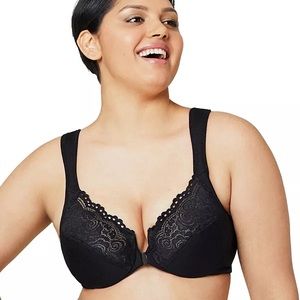 Glamorise Front Close Wonderwire Bra - Black - 42H